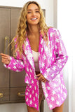 BiBi Star Pattern Sequin Blazer - Trendsi