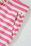 Striped Round Neck T-Shirt and Drawstring Shorts Set - Trendsi - Flyclothing LLC