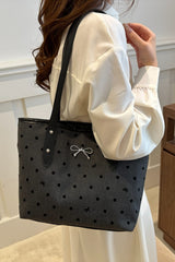 Bow Trim Polyester Tote Bag - Trendsi