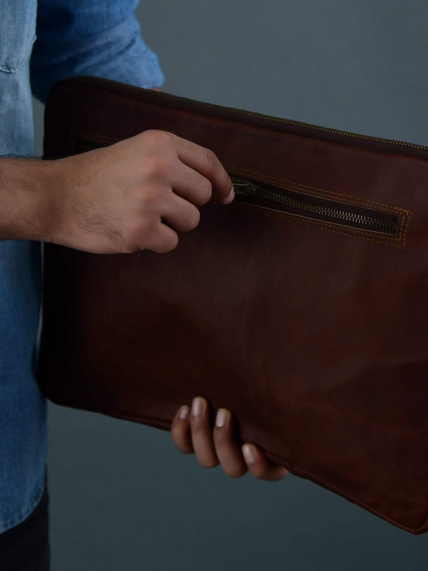 Zento Laptop Sleeve - Dark Brown - Classy Leather Bags - Flyclothing LLC