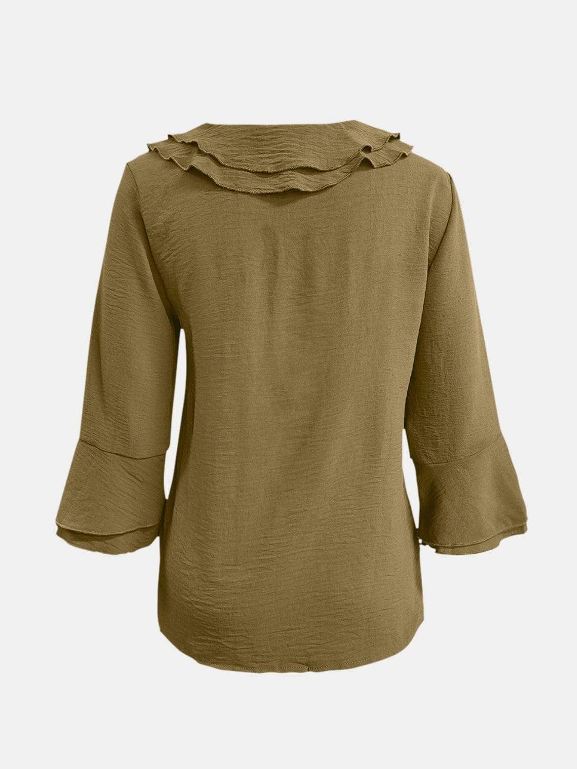 Full Size Ruffled V-Neck Flounce Sleeve Blouse - Trendsi - Flyclothing LLC
