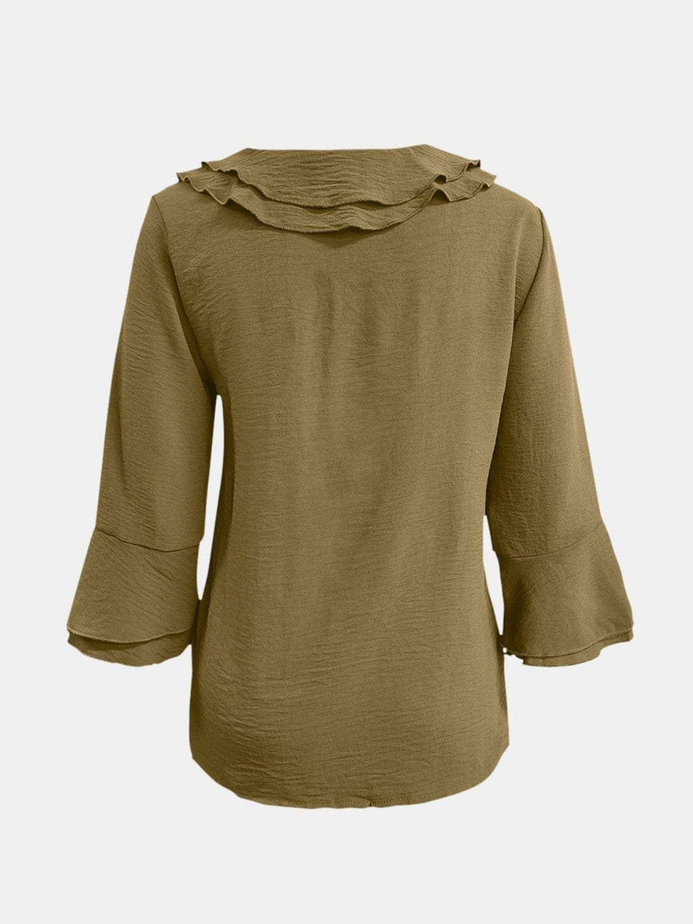 Full Size Ruffled V-Neck Flounce Sleeve Blouse - Trendsi - Flyclothing LLC