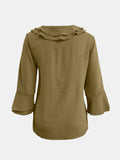 Full Size Ruffled V-Neck Flounce Sleeve Blouse - Trendsi - Flyclothing LLC