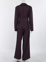 One-Button Blazer and Wide-Leg Pants Set - Trendsi - Flyclothing LLC