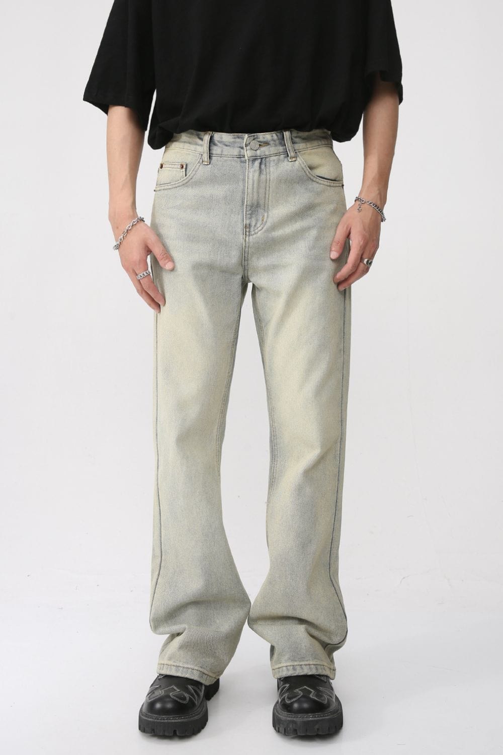 Mid Rise Jeans with Pockets - Trendsi