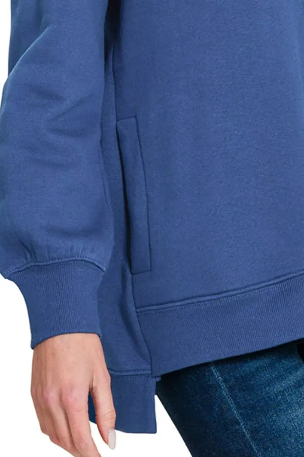 Zenana Fleece Hi-low Boyfriend Sweatshirts with Pockets - Trendsi - Flyclothing LLC
