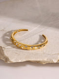 Stainless Steel Inlaid Rhinestone Cutout Bracelet - Trendsi