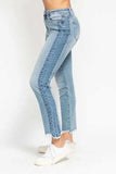 Judy Blue Full Size Vintage Wash Side Panel Detail with Fray Hem Slim Plus Size - Trendsi - Flyclothing LLC