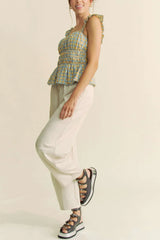 Davi & Dani Plaid Ruffled Strap Smocked Sleeveless Top - Trendsi - Flyclothing LLC