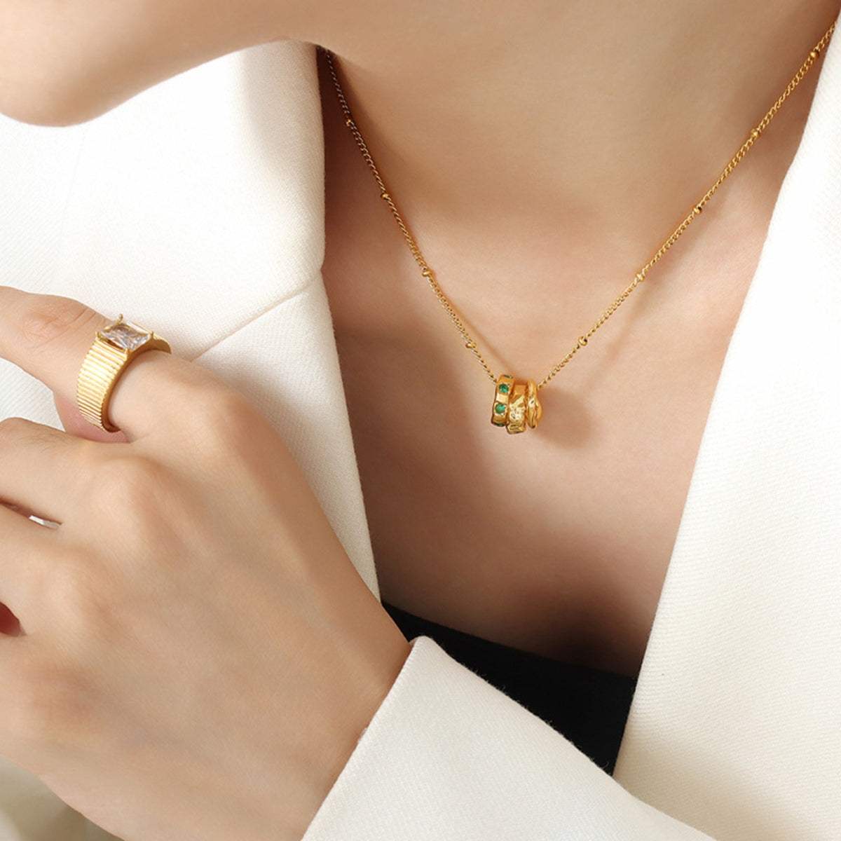 Titanium Steel Inlaid Zircon Pendant Necklace - Trendsi - Flyclothing LLC