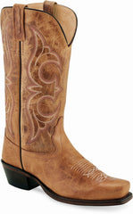 Old West Cactus Tan Women's Medium Square Toe Boots - Old West