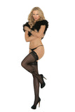 Elegant Memories Black Sheer Thigh Hi W/Lace Applique 1813