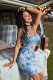 Tied Tie-Dye Sleeveless Mini Cami Dress - Trendsi