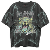 DEF LEPPARD ANIMAL ALL OVER PRINT VINTAGE BLACK ENZYME WASH T-SHIRT/GIANT VINTAGE