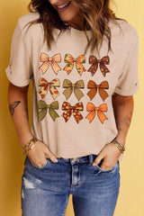 Bow Graphic Round Neck Short Sleeve T-Shirt - Trendsi - Flyclothing LLC