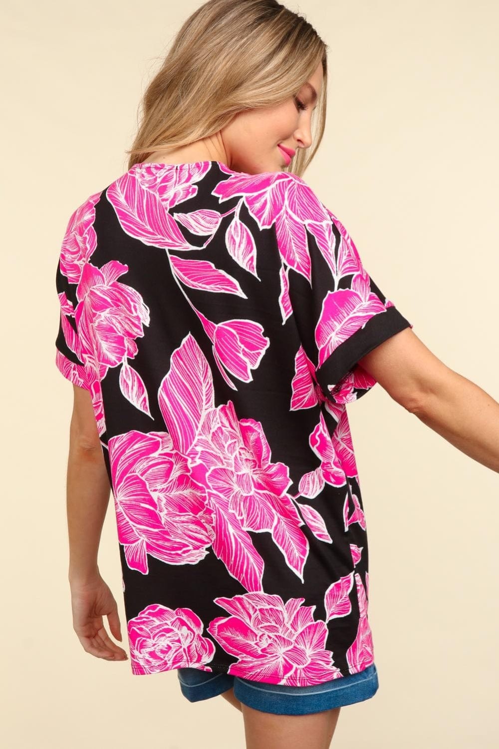 Haptics Floral Drop Shoulder T-Shirt - Trendsi