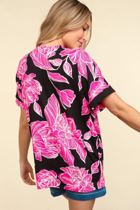 Haptics Floral Drop Shoulder T-Shirt - Trendsi