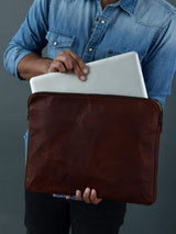 Zento Laptop Sleeve - Dark Brown - Classy Leather Bags - Flyclothing LLC
