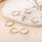 7 Piece 18K Gold-Plated LOVE Zircon Ring Set - Trendsi - Flyclothing LLC
