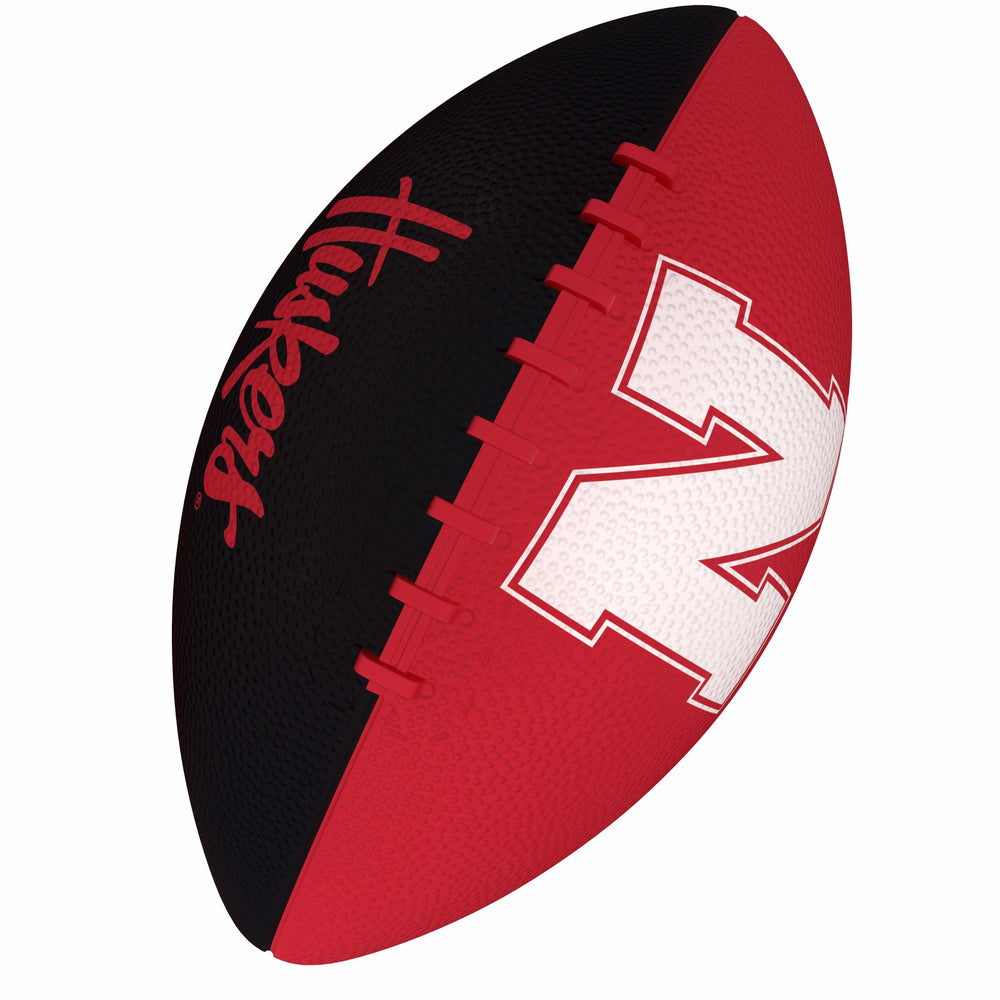 Nebraska Pinwheel Logo Junior Size Rubber Football - Logo Brands - Flyclothing LLC