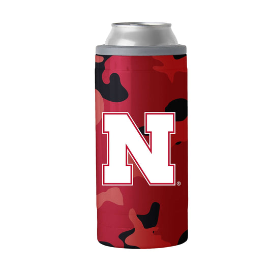 Nebraska Camo Swagger 12oz Slim Can Coolie - Logo Brands - Flyclothing LLC