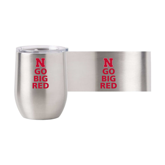 Nebraska 16oz Go Big Red Slogan Stainless Curved Beverage - Logo Brands - Flyclothing LLC