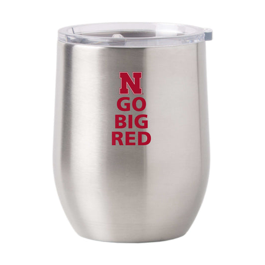 Nebraska 16oz Go Big Red Slogan Stainless Curved Beverage - Logo Brands - Flyclothing LLC
