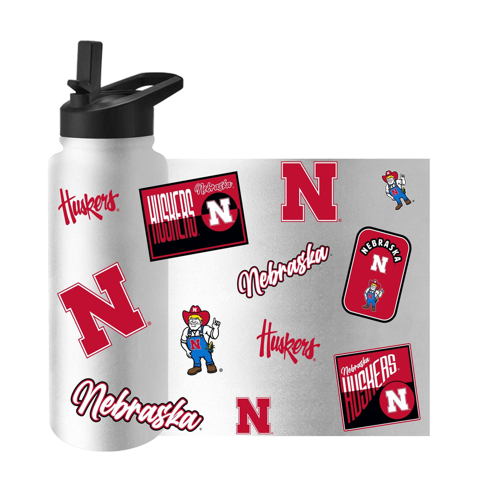 Nebraska 34oz White Dreamweave Quencher Bottle - Logo Brands - Flyclothing LLC