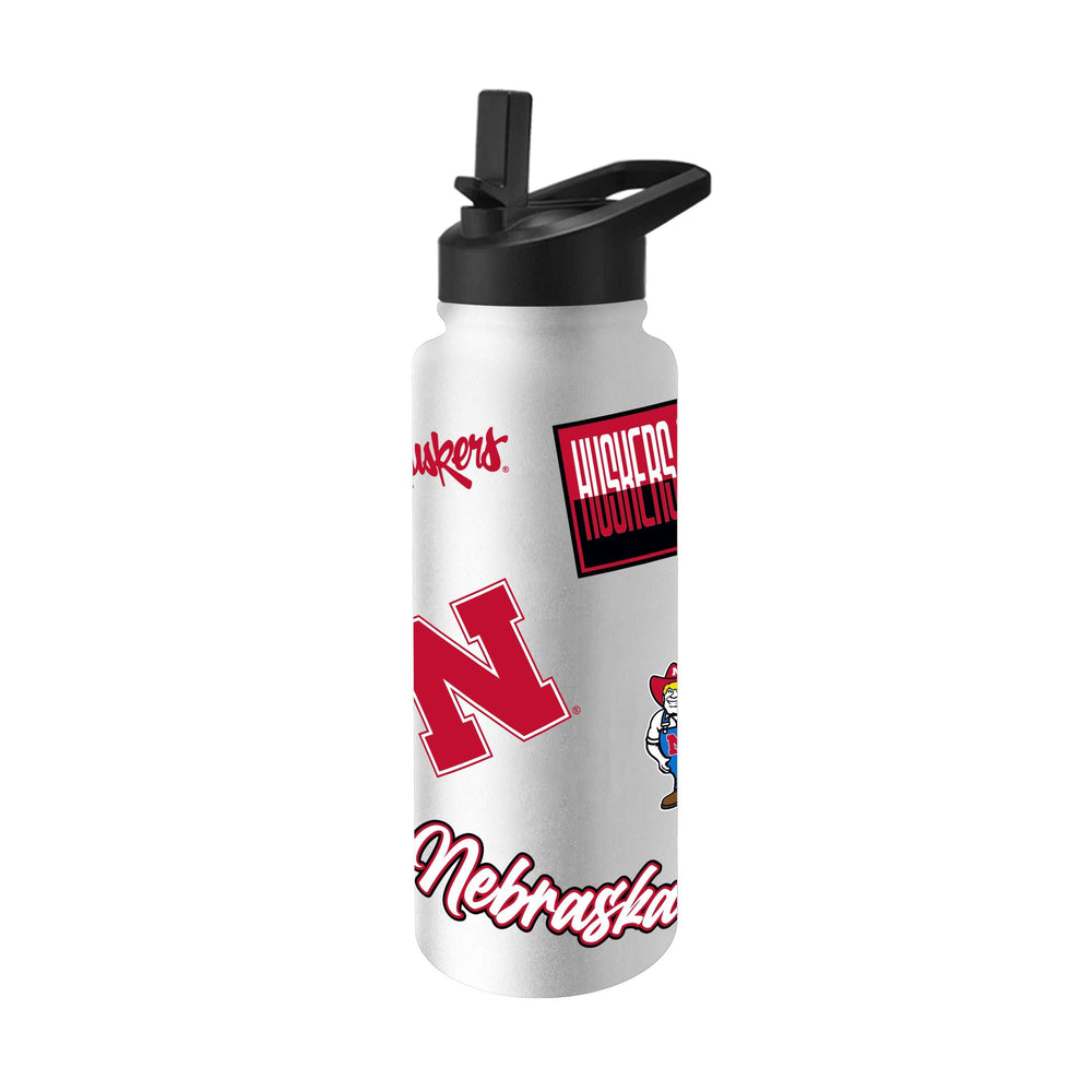 Nebraska 34oz White Dreamweave Quencher Bottle - Logo Brands - Flyclothing LLC