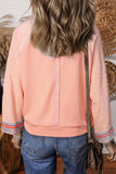 Waffle-Knit Round Neck Long Sleeve Top - Trendsi - Flyclothing LLC