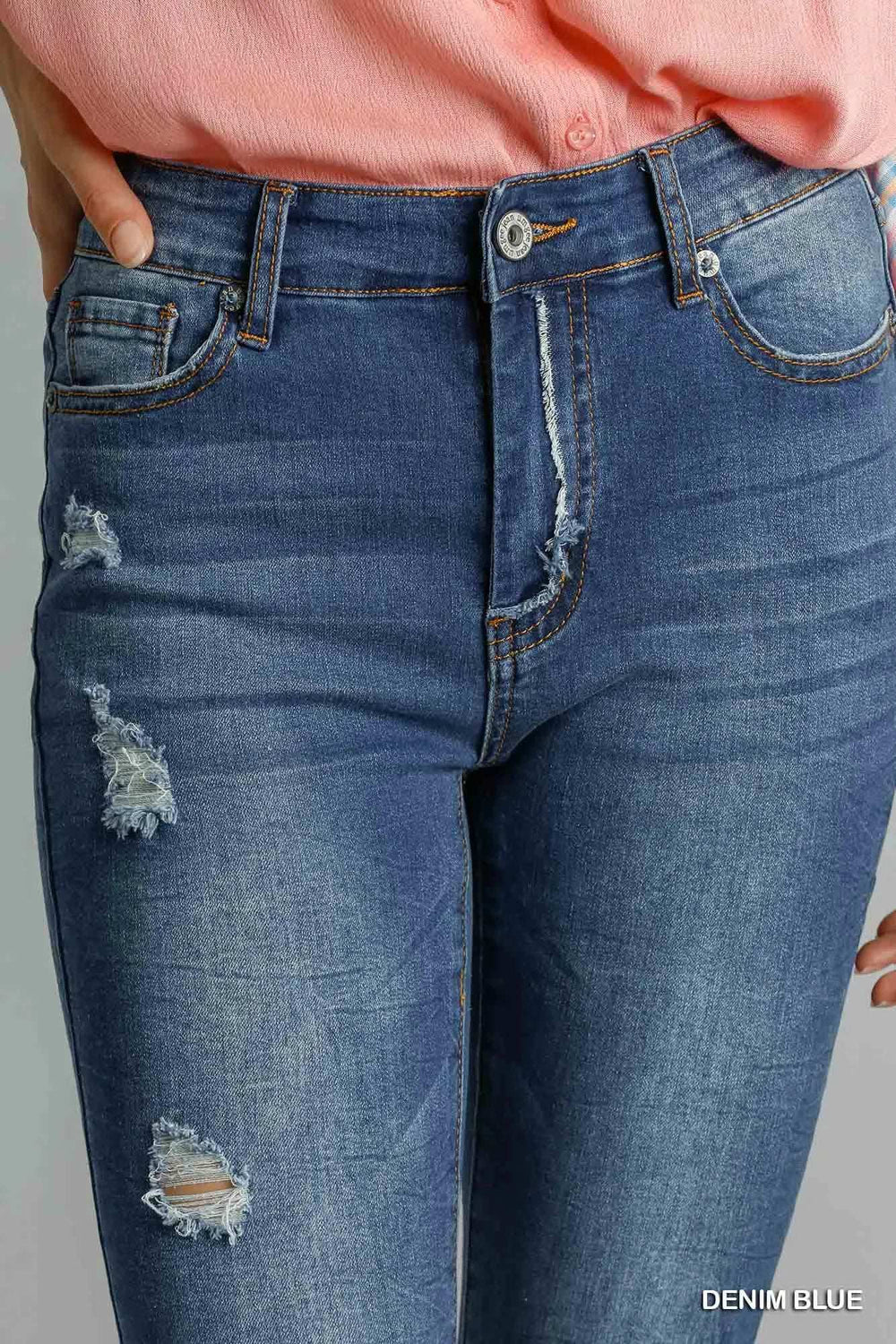 Umgee Distressed Skinny Jeans with Pockets - Trendsi - Flyclothing LLC