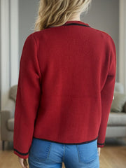 Button Down Long Sleeve Cardigan - Trendsi