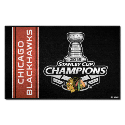 Chicago Blackhawks Starter Mat Accent Rug - 19in. x 30in., 2015 NHL Stanley Cup Champions - Chicago Blackhawks