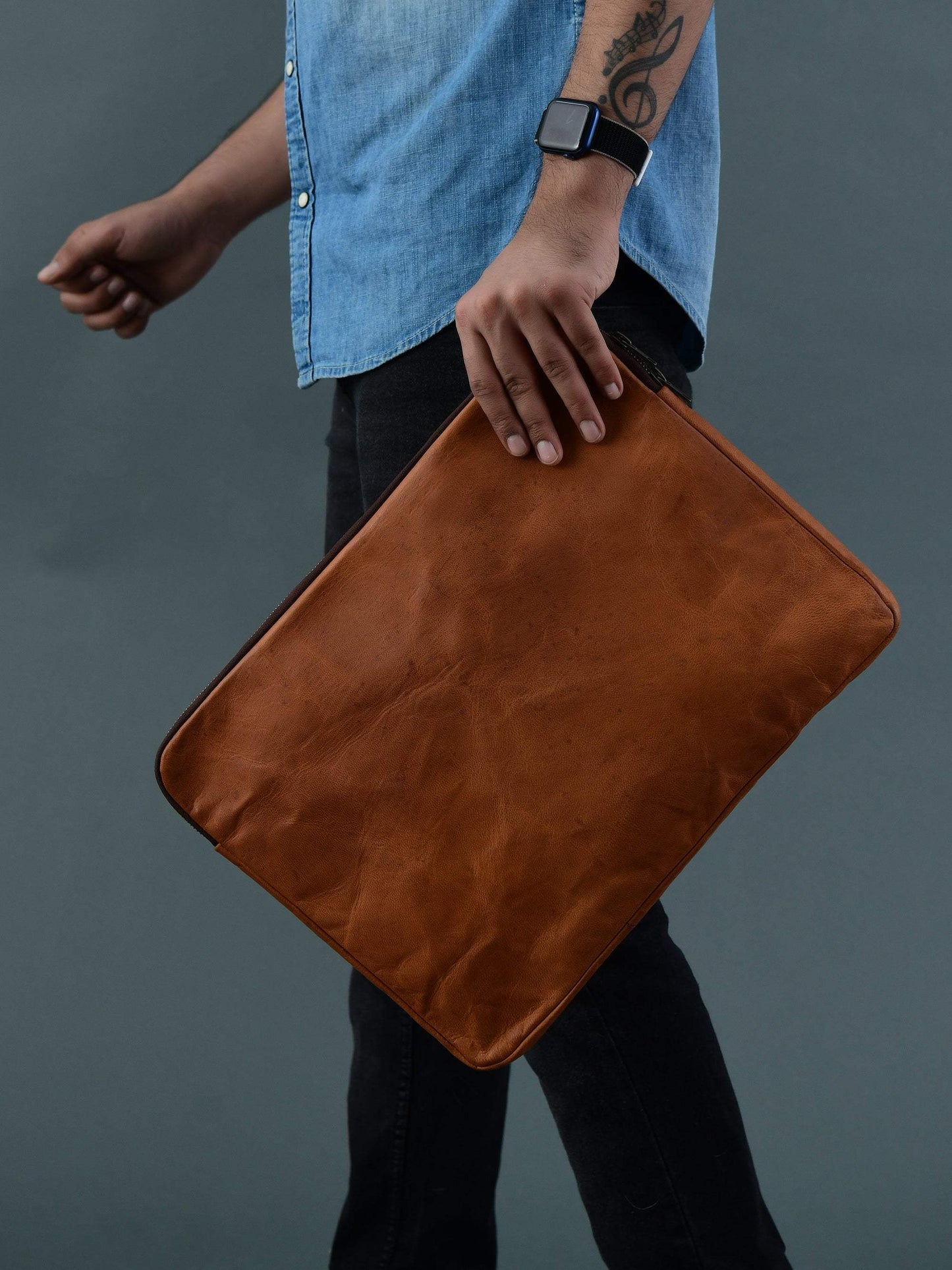 Zento Laptop Sleeve - Tan Brown - Classy Leather Bags - Flyclothing LLC