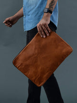 Zento Laptop Sleeve - Tan Brown - Classy Leather Bags - Flyclothing LLC