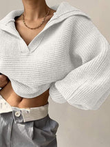 Johnny Collar Long Sleeve Sweater - Trendsi - Flyclothing LLC