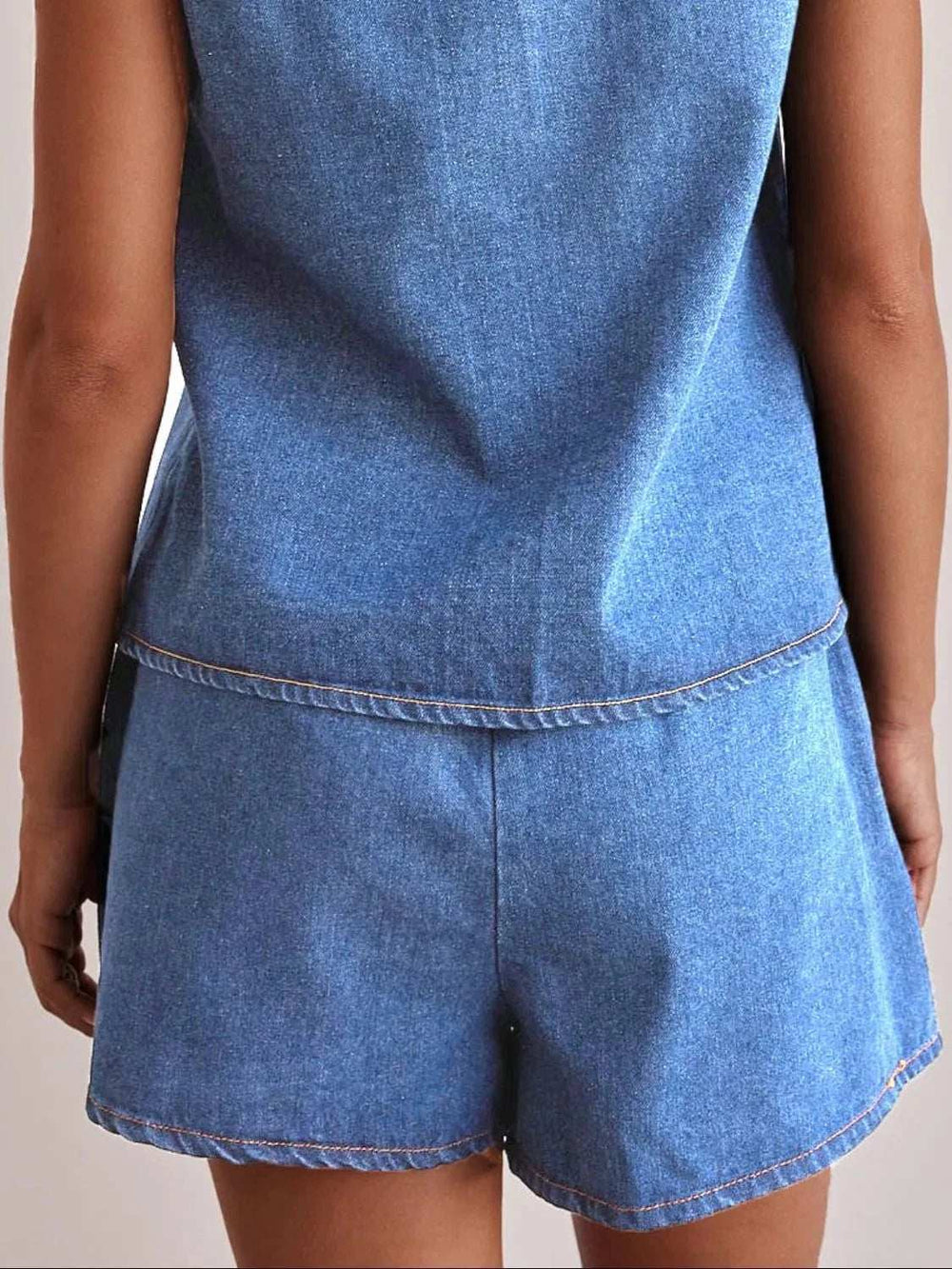 Elastic Waist Denim Shorts - Trendsi - Flyclothing LLC