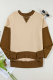 Color Block Round Neck Long Sleeve Sweatshirt - Trendsi - Flyclothing LLC