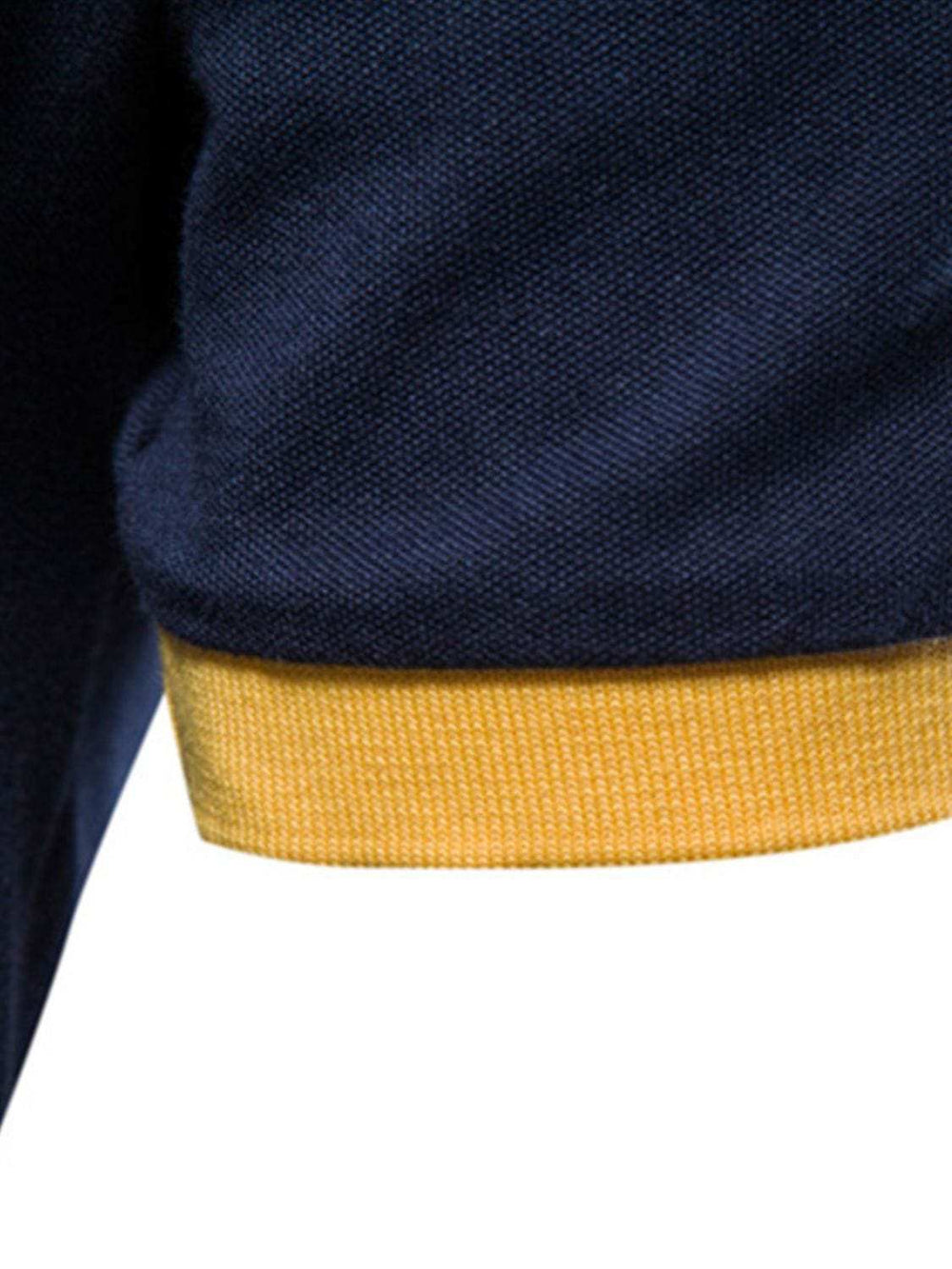 Men's Embroidered Collared Neck Striped Contrast Polo - Trendsi - Flyclothing LLC