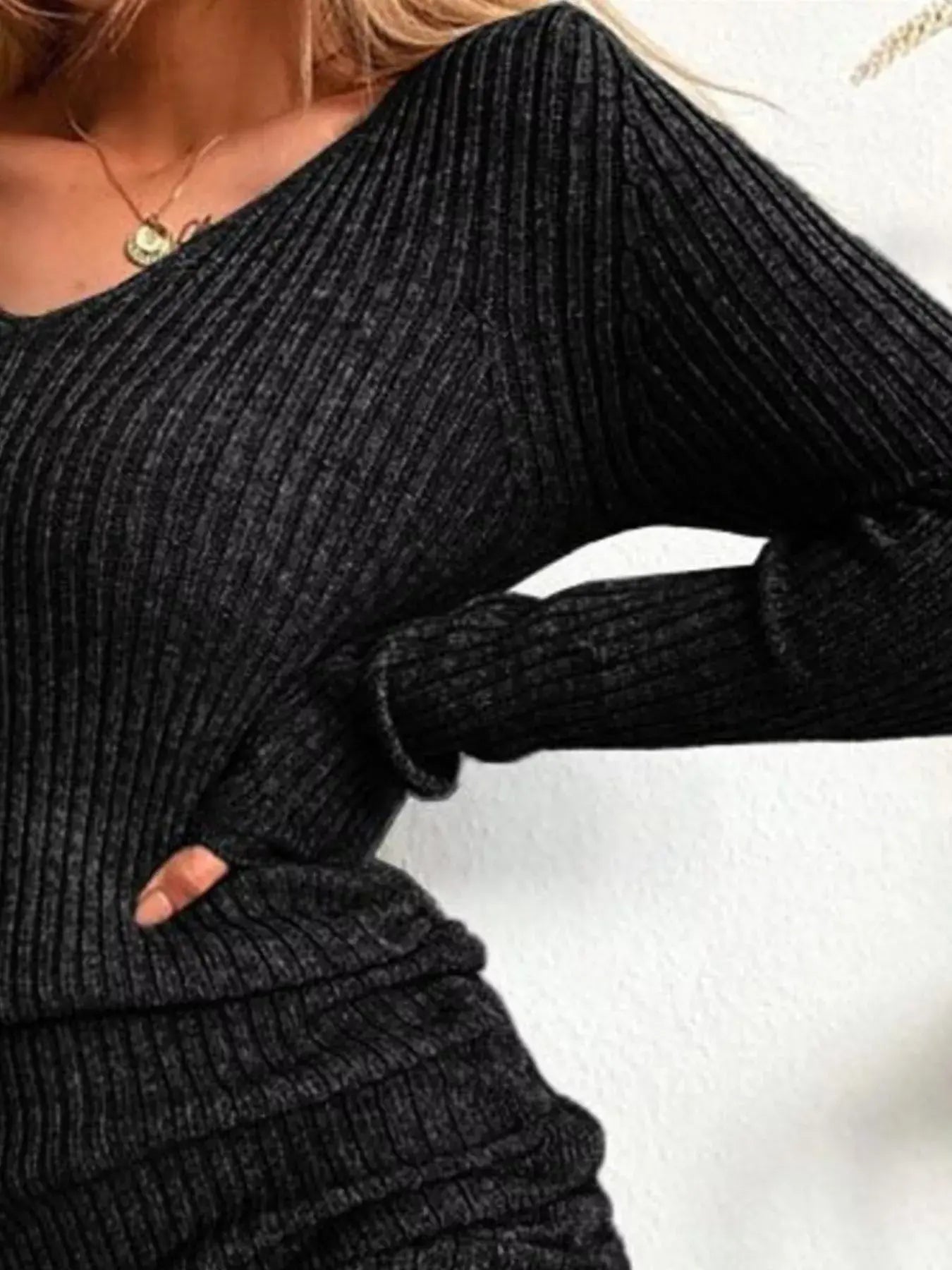 Full Size Ribbed Knit Drawstring Bodycon Sweater Dress Plus Size - Trendsi - Flyclothing LLC
