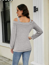 Cold Shoulder Cutout Square Neck Blouse - Trendsi - Flyclothing LLC