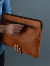 Zento Laptop Sleeve - Tan Brown - Classy Leather Bags - Flyclothing LLC