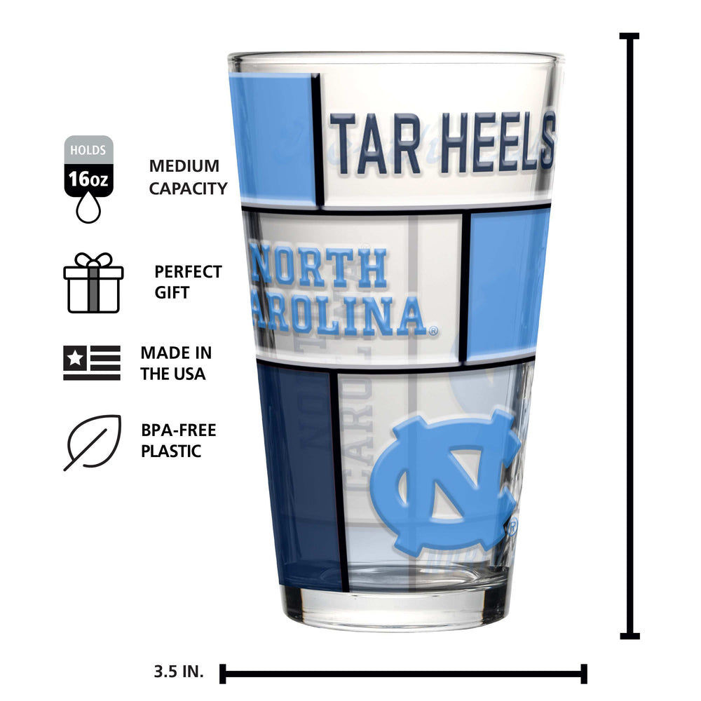 North Carolina 16oz Quilted Stained Pint Glass - Logo Brands - Flyclothing LLC