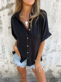 Full Size Button Down Short Sleeve Shirt Plus Size - Trendsi