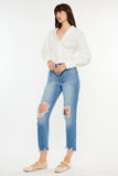 Kancan Distressed Frayed Hem Cropped Jeans - Trendsi