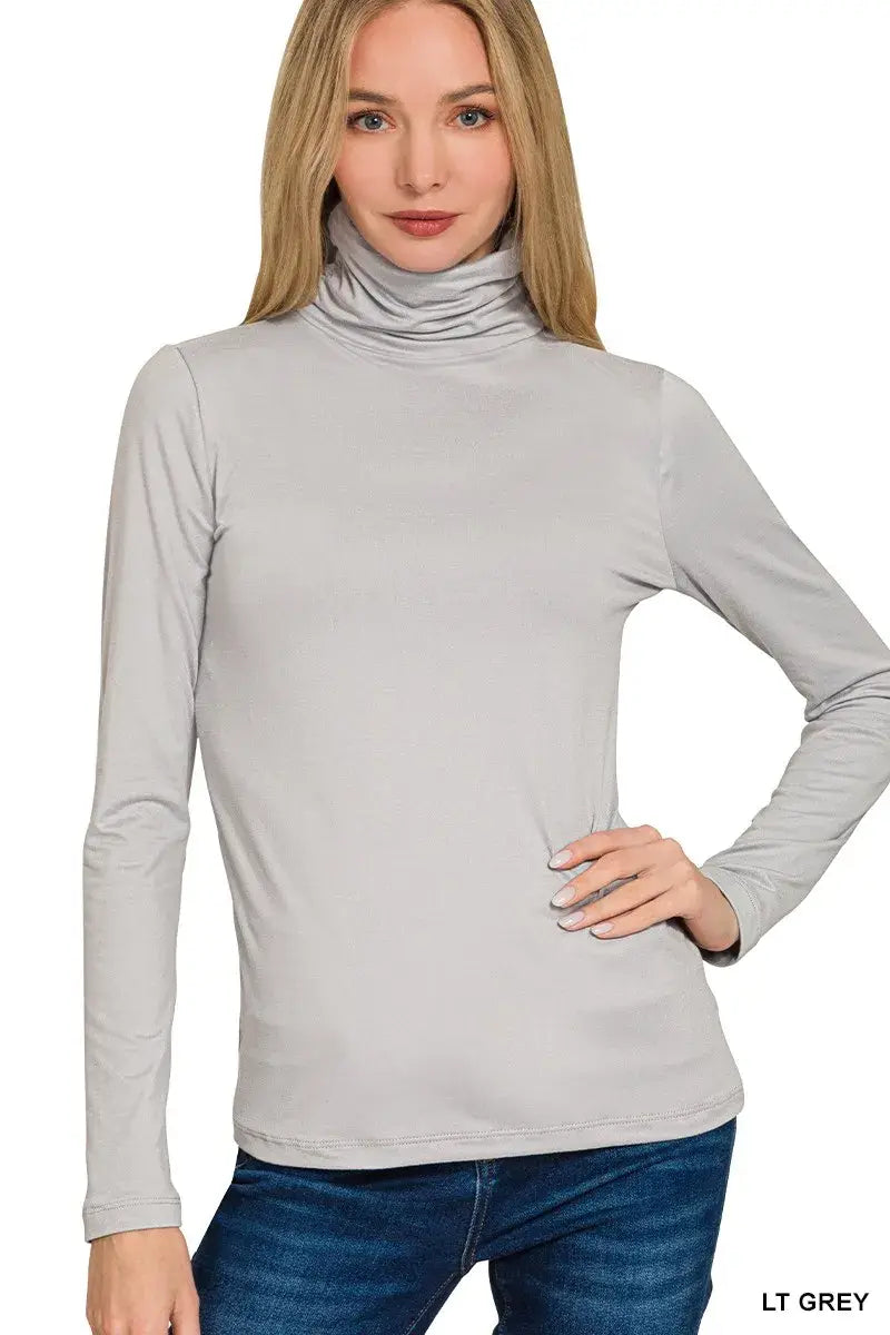 Zenana Premium Microfiber Mock Neck Top - Trendsi - Flyclothing LLC
