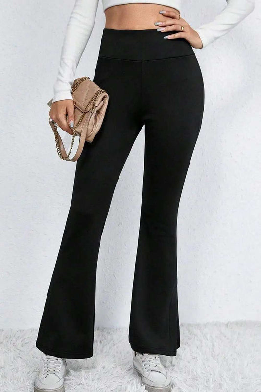 Slit High Waist Bootcut Pants - Trendsi - Flyclothing LLC