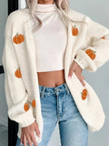 Halloween Pumpkin Embroidered Knit Cardigan - Trendsi - Flyclothing LLC