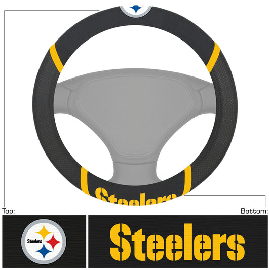 Pittsburgh Steelers Embroidered Steering Wheel Cover - Pittsburgh Steelers