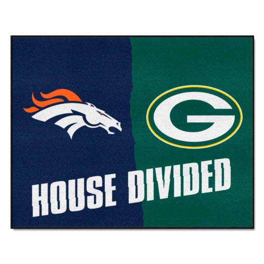 NFL House Divided - Broncos / Packers House Divided Rug - 34 in. x 42.5 in. - NFL House Divided - Broncos / Packers